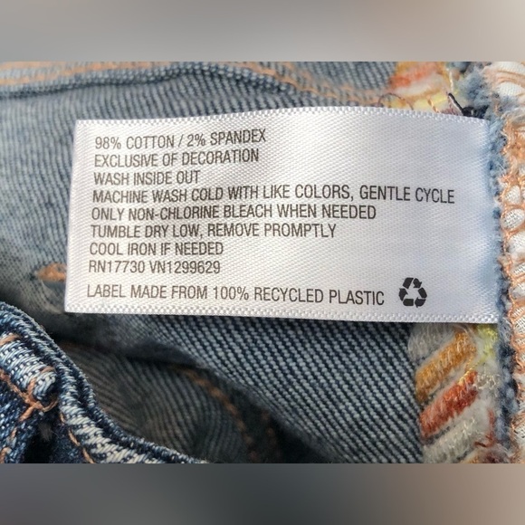 Knox Rose Midrise Straight Leg Blue Cotton Embroidered Side Striped Jeans Size 4 - Picture 8 of 16